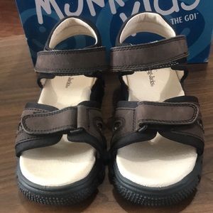 Brown leather sandals, Velcro..Adjustible!!! 1-W